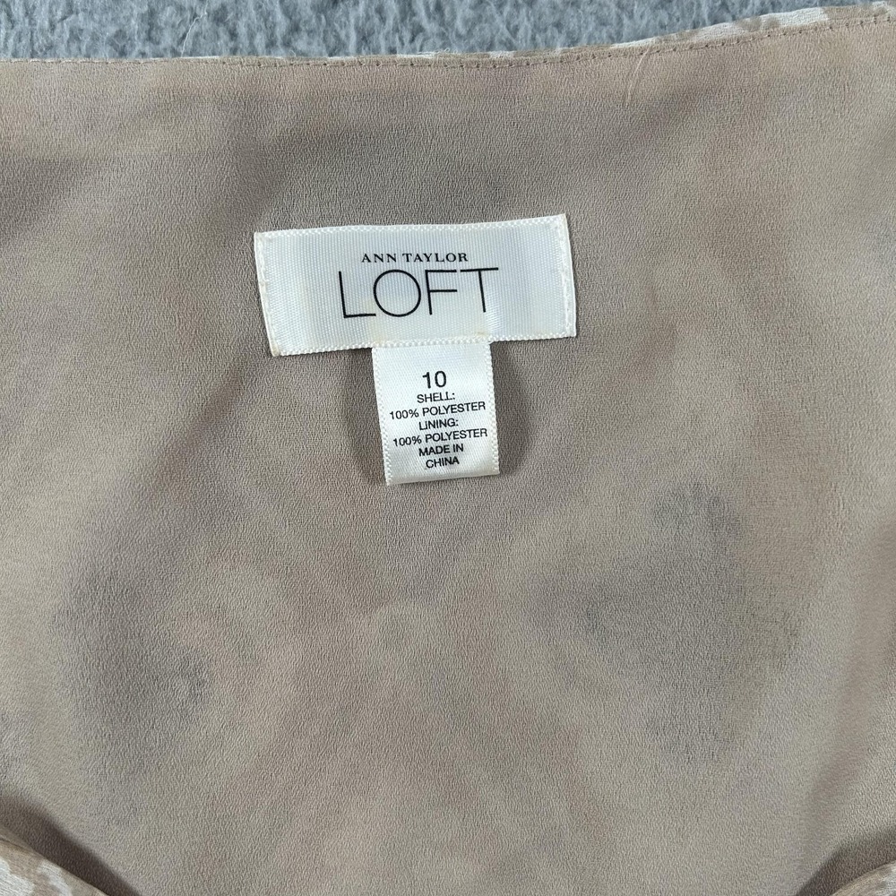 LOFT Blouse Womens 10 Beige Geometric Sleeveless Sweetheart Camisole Lined - Picture 3 of 13
